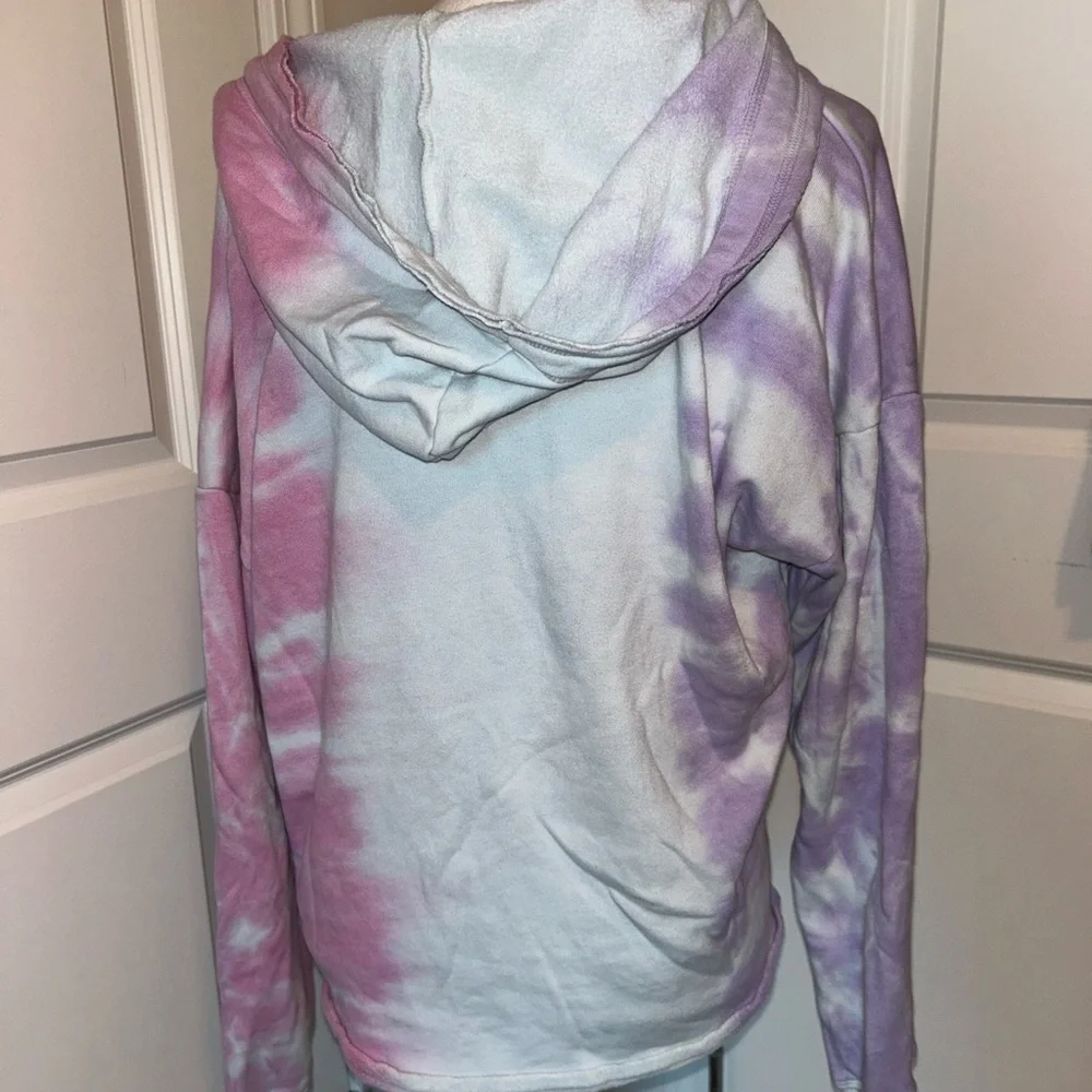 Pink and blue tie dye vneck hoodie